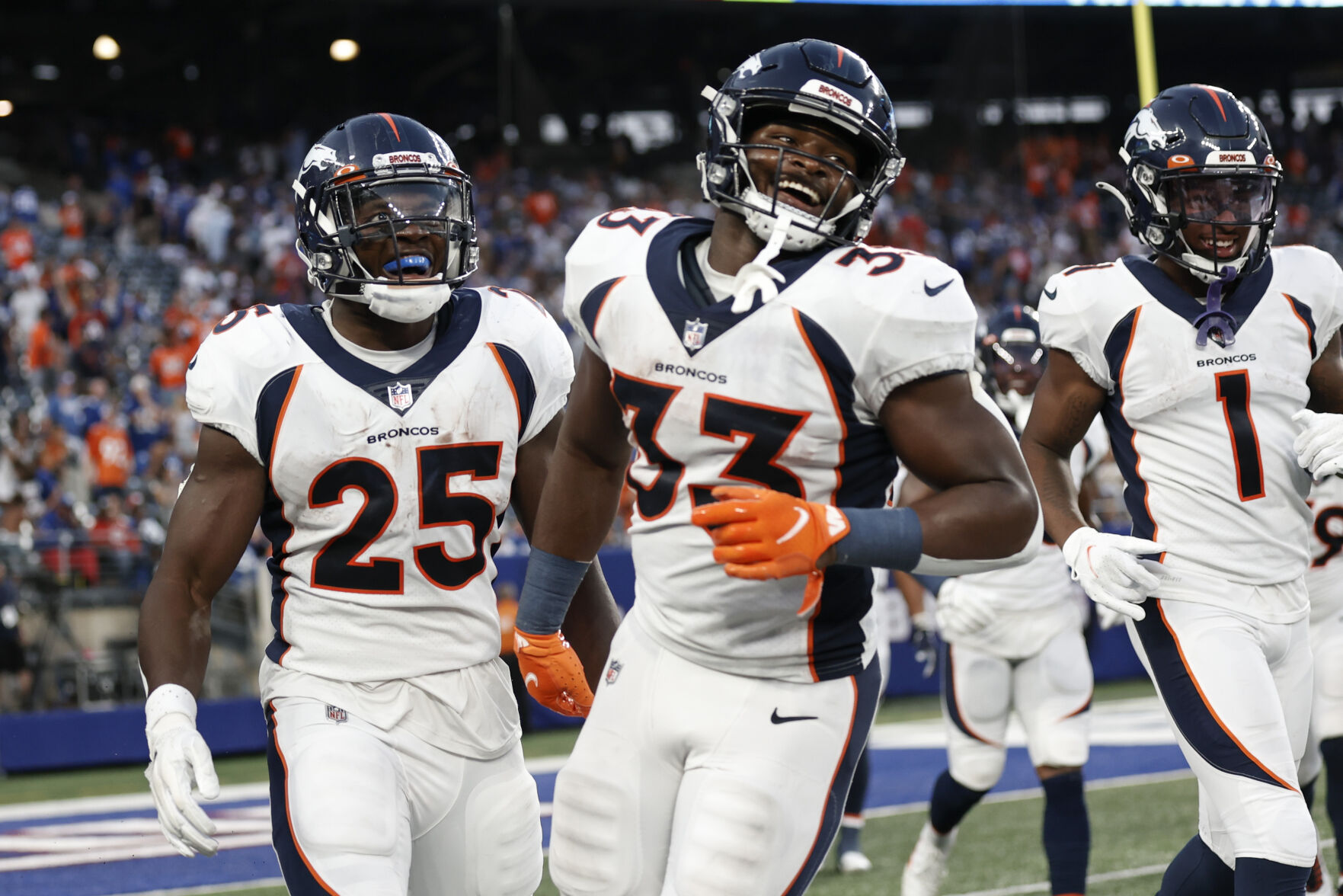 Broncos Giants Football Gordon, Williams, Hamler